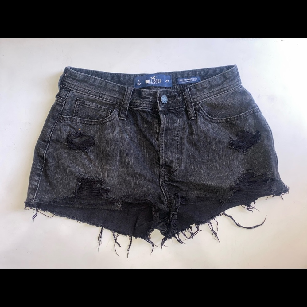 Hollister Black Distressed Shorts Size 5 W 27